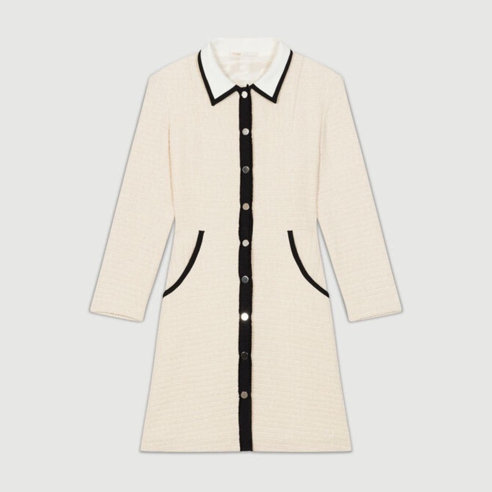 Renalo Cotton Tweed Mini Dress In Cream